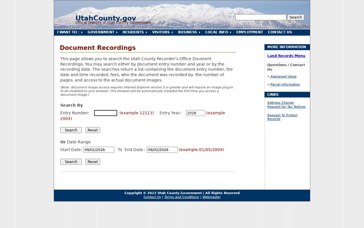 Saratoga Springs previous residents research using the Utah County recording search